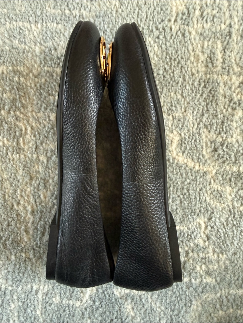 Tory Burch Black Pebbled Leather Chelsea Ballet Flats - Picture 9 of 13